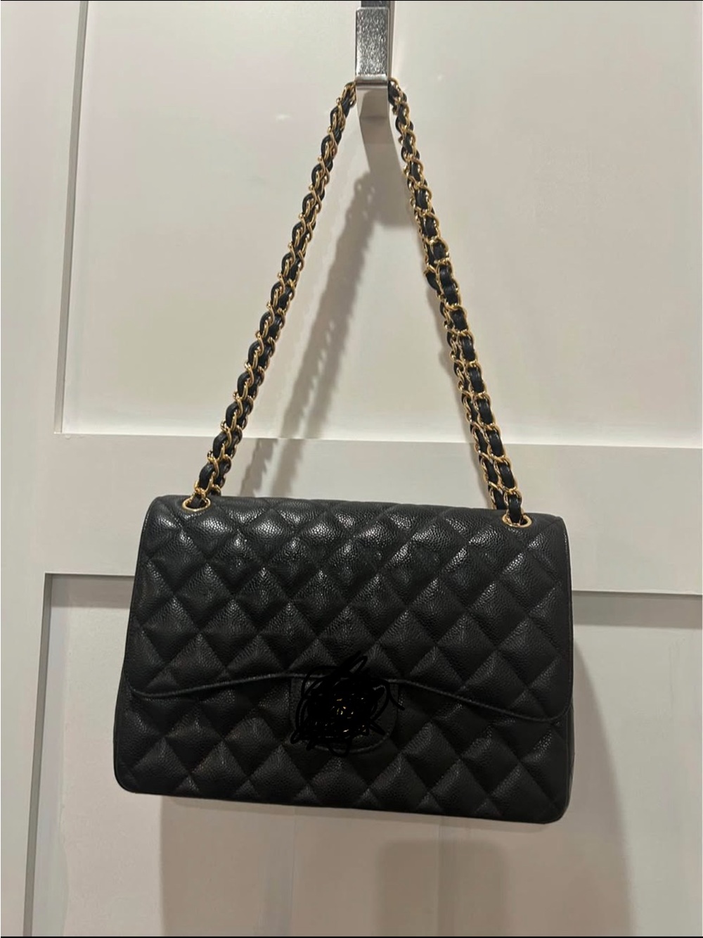 Quilted Black Chain-Handle Shoulder Bag